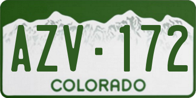 CO license plate AZV172