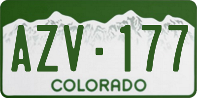 CO license plate AZV177