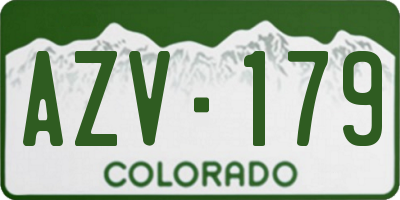 CO license plate AZV179