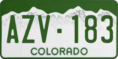 CO license plate AZV183