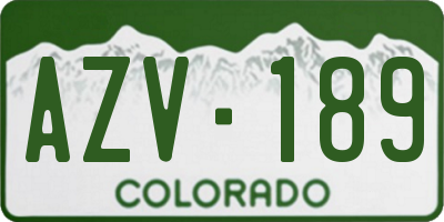 CO license plate AZV189