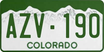 CO license plate AZV190