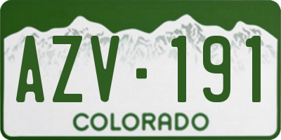 CO license plate AZV191