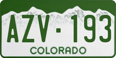 CO license plate AZV193