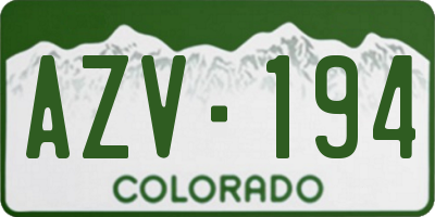 CO license plate AZV194