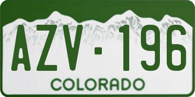 CO license plate AZV196