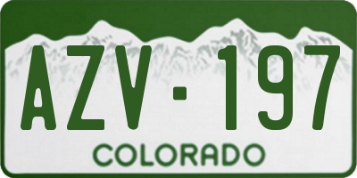 CO license plate AZV197