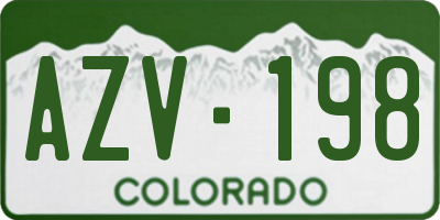 CO license plate AZV198