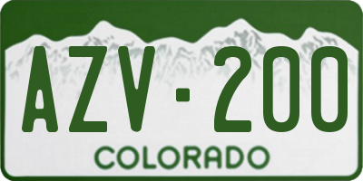 CO license plate AZV200