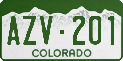 CO license plate AZV201