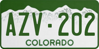 CO license plate AZV202