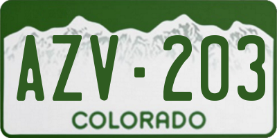 CO license plate AZV203