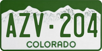 CO license plate AZV204