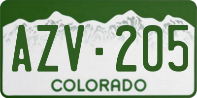 CO license plate AZV205