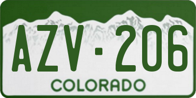 CO license plate AZV206