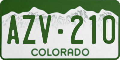 CO license plate AZV210