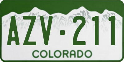 CO license plate AZV211