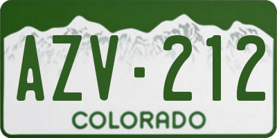 CO license plate AZV212