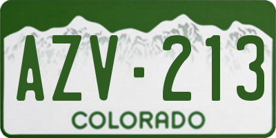 CO license plate AZV213