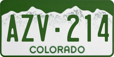 CO license plate AZV214