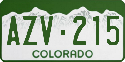 CO license plate AZV215