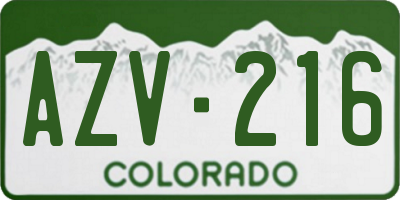 CO license plate AZV216