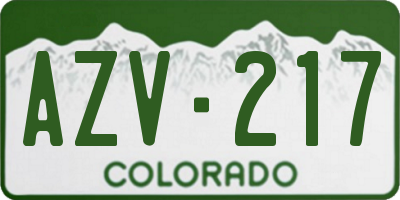 CO license plate AZV217