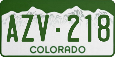 CO license plate AZV218