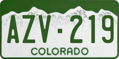 CO license plate AZV219