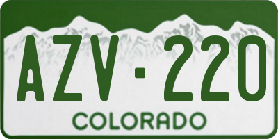 CO license plate AZV220