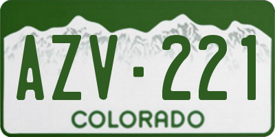 CO license plate AZV221