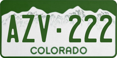 CO license plate AZV222