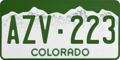 CO license plate AZV223