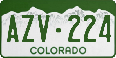 CO license plate AZV224