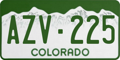 CO license plate AZV225