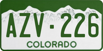 CO license plate AZV226