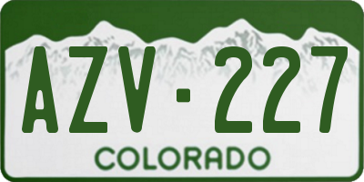 CO license plate AZV227