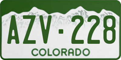 CO license plate AZV228