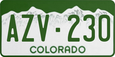 CO license plate AZV230