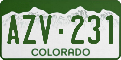 CO license plate AZV231