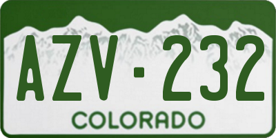 CO license plate AZV232