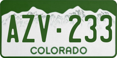 CO license plate AZV233