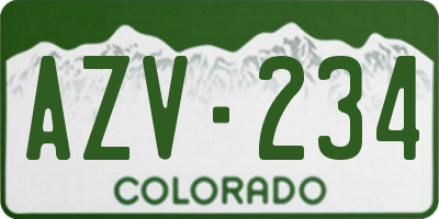 CO license plate AZV234