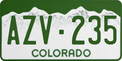 CO license plate AZV235