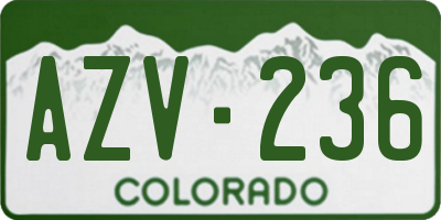 CO license plate AZV236