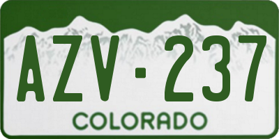 CO license plate AZV237