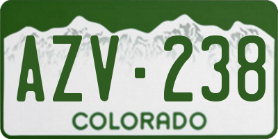 CO license plate AZV238