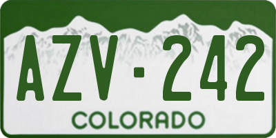 CO license plate AZV242