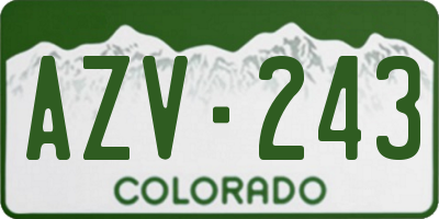 CO license plate AZV243