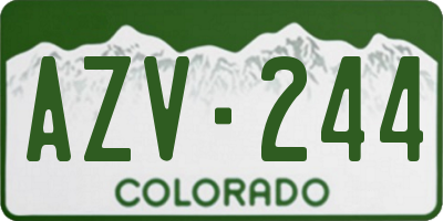 CO license plate AZV244